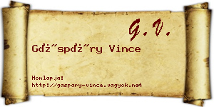 Gáspáry Vince névjegykártya