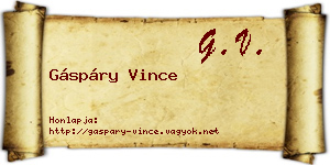 Gáspáry Vince névjegykártya
